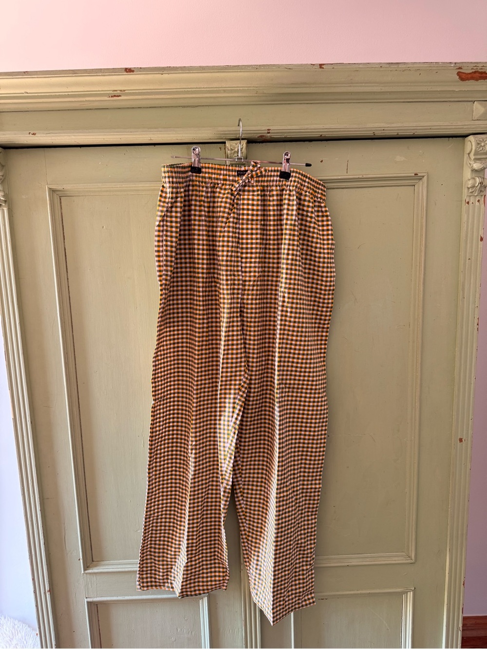 Gingham High-Waist Wide Leg Pants - Brown, Green, Yellow & Cream - Picture 1 of 3